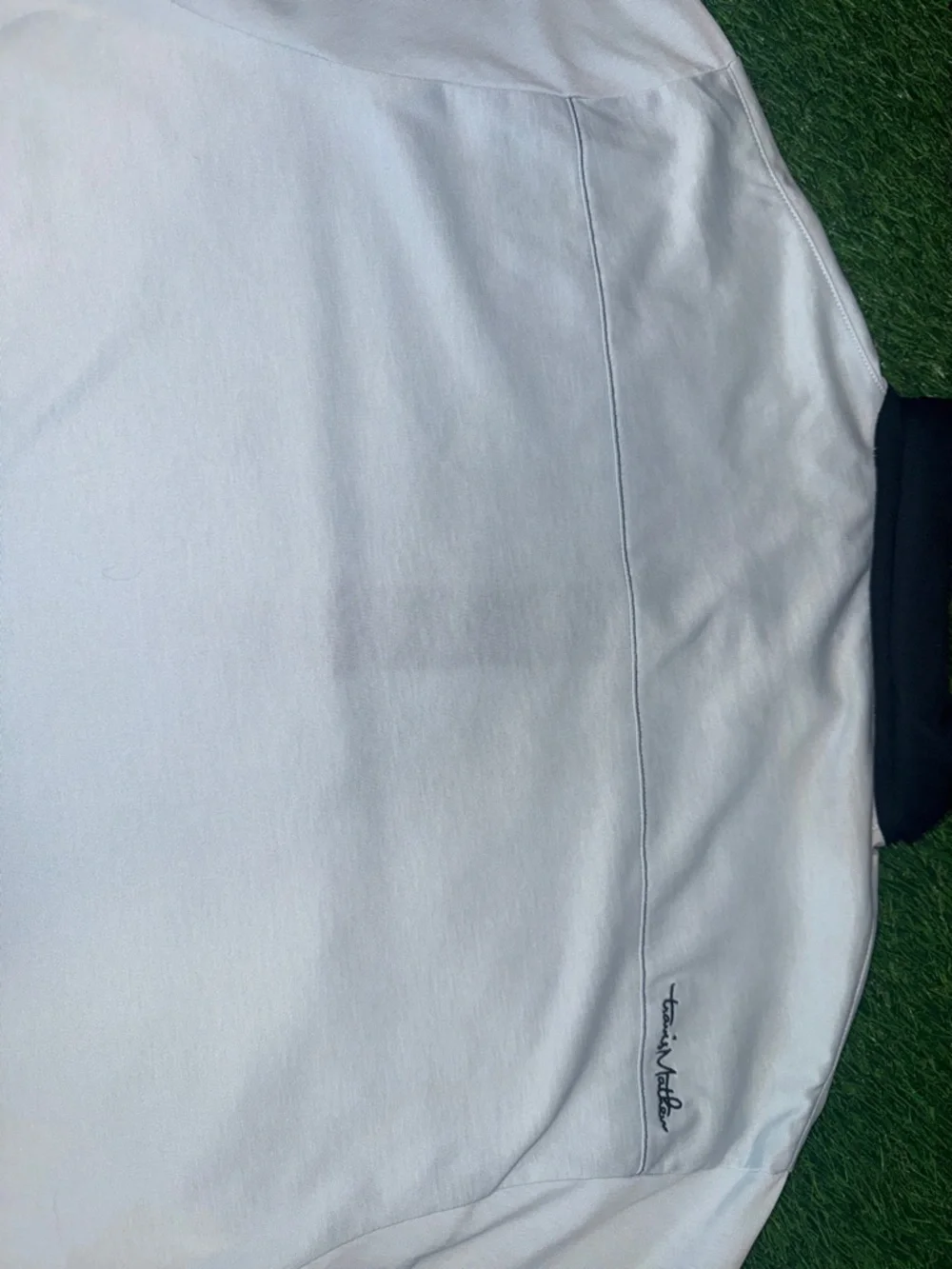 Travis Mathew Men's White Polo Shirt with Black Collar Size XL